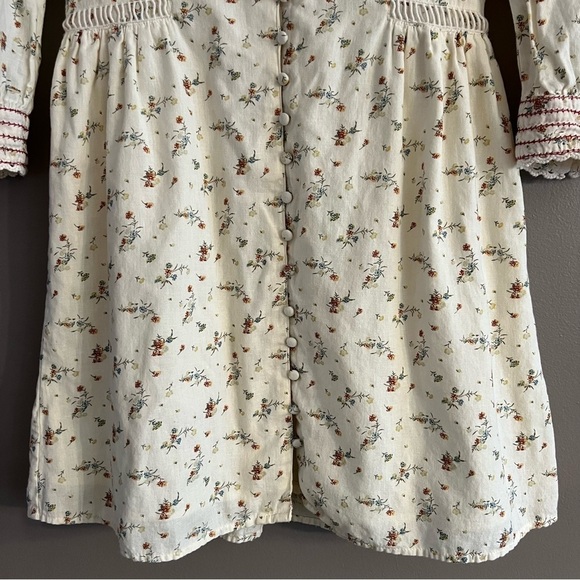 .Object Breeze Short Dress Linen Blend Lace Cottage Core Prairie Floral Sz 38/S - Picture 7 of 16